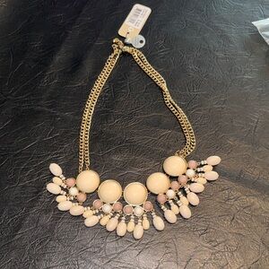Necklace Gold and Cream Statement Necklace, NEW